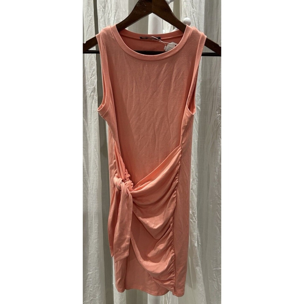 Lillusory Dress Womens Small Pink Casual  Ruched Front Tie Date Night Valentines
